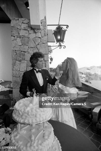 Keith Richards, Patti Hansen and The Rolling Stones Keith Richards of the Rolling Stones and Patti Hansen are photographed on their December 18, 1983...