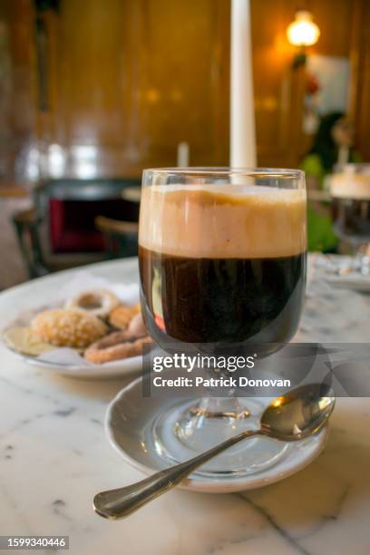 bicerin and cookies in a cafe, turin, italy - turin coffee stock pictures, royalty-free photos & images