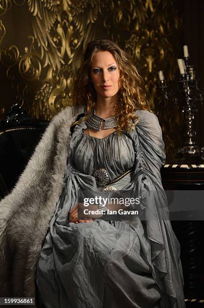 Model poses at the Roger Dubuis booth during the 23rd Salon International de la Haute Horlogerie at the Geneva Palexpo on January 23, 2013 in Geneva,...