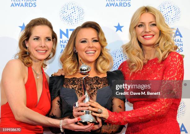 Darcey Bussell, Kimberley Walsh and Tess Daly, winner of Talent Show award for "Strictly Come Dancing", pose in the Winners room at the National...