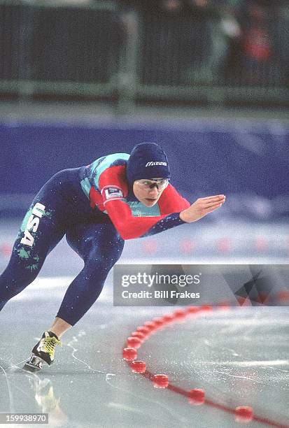 Winter Olympics: USA Bonnie Blair in action during Women's 1000M race at Vikingskipet Arena. Hamar, Norway 2/23/1994 CREDIT: Bill Frakes