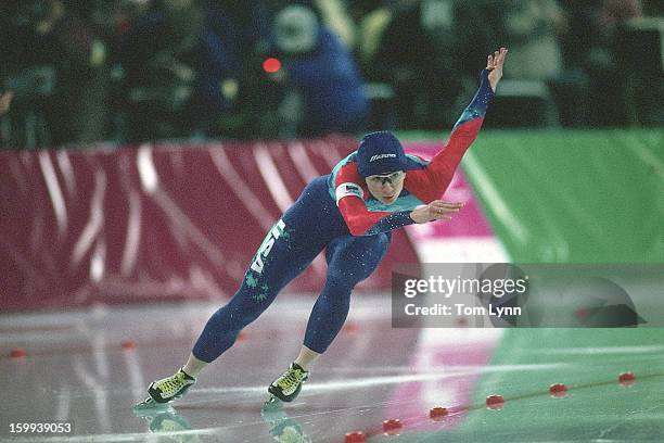 Winter Olympics: USA Bonnie Blair in action during Women's 500M race at Vikingskipet Arena. Hamar, Norway 2/28/1994 CREDIT: Tom Lynn