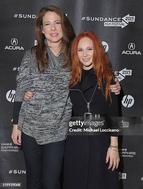 Actors Robin Weigert and Juno Temple attend the Cinema Cafe Presented by Chase Sapphire Preferred SM Panel during the 2013 Sundance Film Festival at...