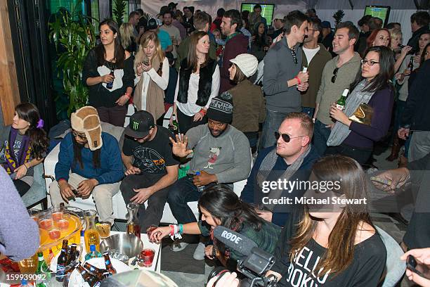 Musician Lil Jon, Ken Block and Sal Masekela and guests attend Paige Hospitality Game Watch at Sky Bar on January 20, 2013 in Park City, Utah.