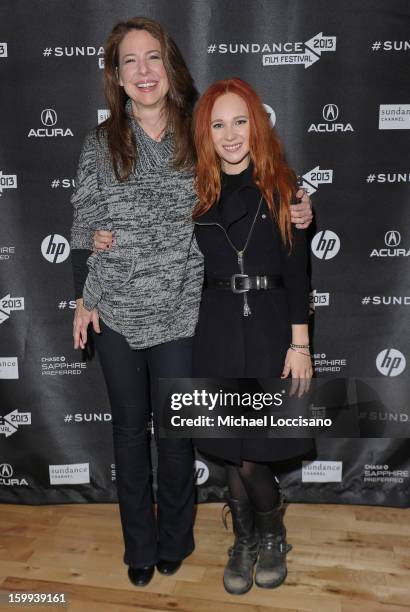 Actors Robin Weigert and Juno Temple attend the Cinema Cafe Presented by Chase Sapphire Preferred SM Panel during the 2013 Sundance Film Festival at...