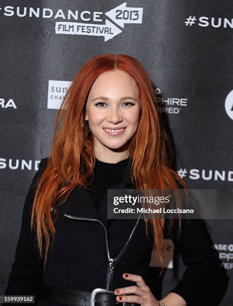 Actress Juno Temple attends Cinema Cafe Presented by Chase Sapphire Preferred SM Panel during the 2013 Sundance Film Festival at Filmmaker Lodge on...