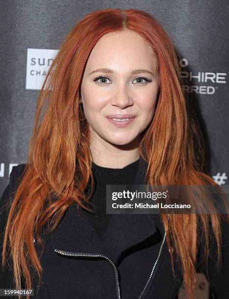 Actress Juno Temple attends Cinema Cafe Presented by Chase Sapphire Preferred SM Panel during the 2013 Sundance Film Festival at Filmmaker Lodge on...