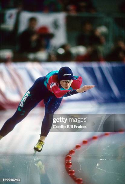 Speed Skating; 1994 Winter Olympics: USA Bonnie Blair in action during the Women's 1500m race at Vikingskipet Arena. Hamar, Norway 2/21/1994 CREDIT:...