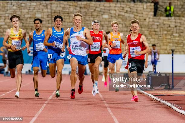 Ondrej Gajdos of Czech Republic and Kevin Kamenschak of Austria react in Men's 1500m during European Athletics U20 Championships Jerusalem - Day One...