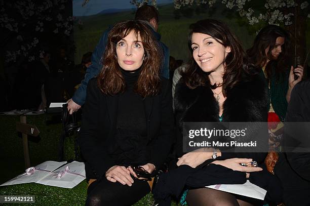 Anne Parillaud and Zabou Breitman attend the Zahia Spring/Summer 2013 Haute-Couture show as part of Paris Fashion Week at Palais De Tokyo on January...