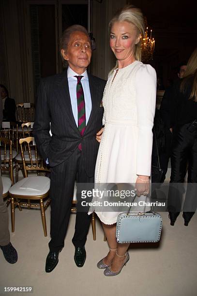 Valentino Garavani and Tamara Beckwith attend the Valentino Spring/Summer 2013 Haute-Couture show as part of Paris Fashion Week at Hotel Salomon de...
