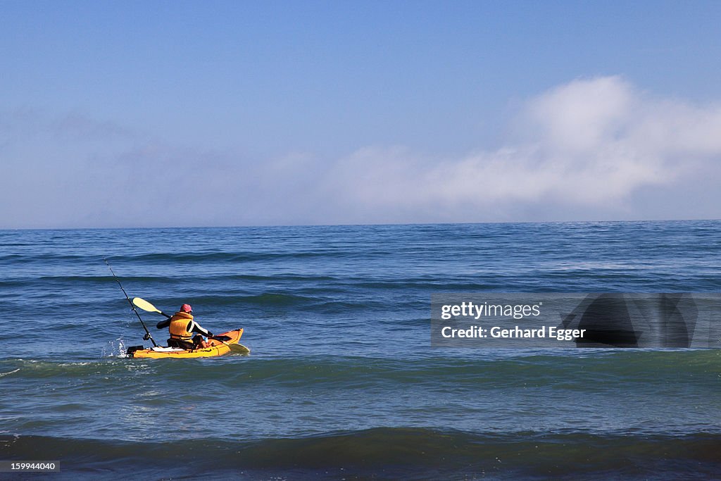 Kayaking at sea