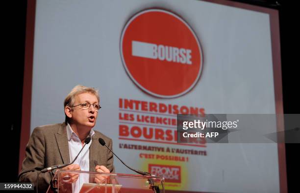 French Communist Party national secretary Pierre Laurent delivers a speech during a meeting "Alternative to austerity, it's possible" , on January...