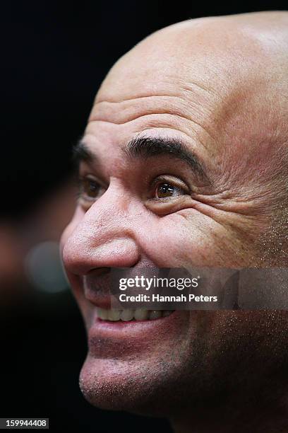 Andre Agassi signs copies of his autobiography, Open, at Paper Plus Newmarket on January 24, 2013 in Auckland, New Zealand.