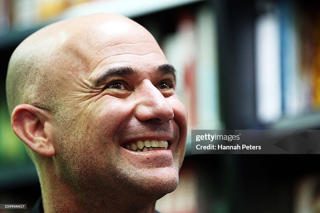 Andre Agassi Signs Copies Of His Autobiography, Open