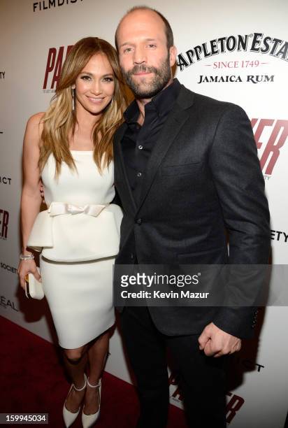 Jennifer Lopez and Jason Statham attend the FilmDistrict with The Cinema Society, L'Oreal Paris & Appleton Estate screening of "Parker" at the Museum...