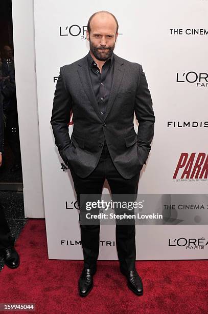 Actor Jason Statham attends a screening of "Parker" hosted by FilmDistrict, The Cinema Society, L'Oreal Paris and Appleton Estate at MOMA on January...