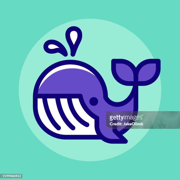 whale icon line art - whale tail illustration stock illustrations