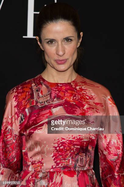 Livia Firth attends the Giorgio Armani Prive Spring/Summer 2013 Haute-Couture show as part of Paris Fashion Week at Theatre National de Chaillot on...