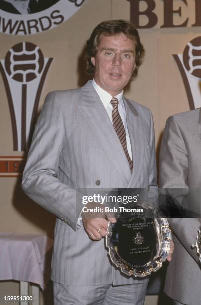Former footballer Harry Redknapp, manager of AFC Bournemouth, wins the Bell's Manager of the Season 1986-7 award, 1987.