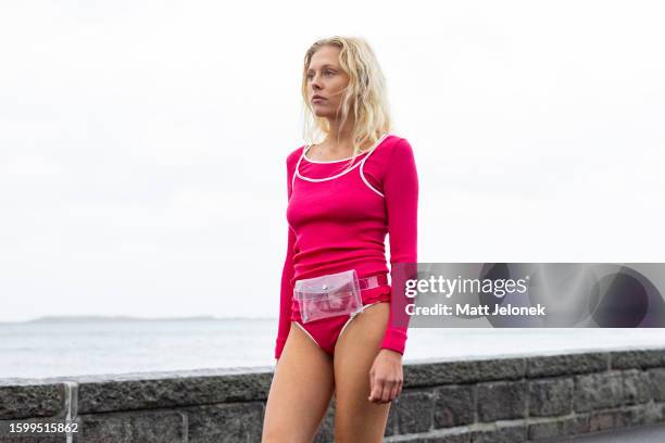 Model walks the runway at the Saks Potts show during Copenhagen Fashion Week Spring/Summer 2024 on August 7, 2023 in Copenhagen, Denmark.