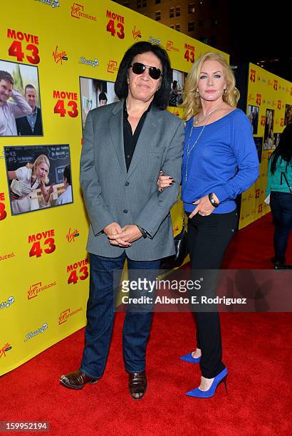 Musician Gene Simmons and wife Shannon Tweed attend Relativity Media's "Movie 43" Los Angeles Premiere held at the TCL Chinese Theatre on January 23,...