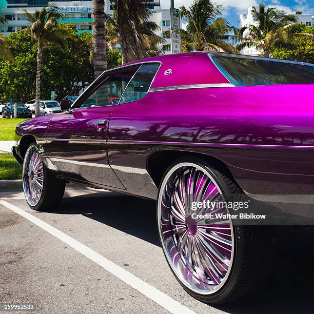 miami beach, fl, custom car - carro personalizado imagens e fotografias de stock