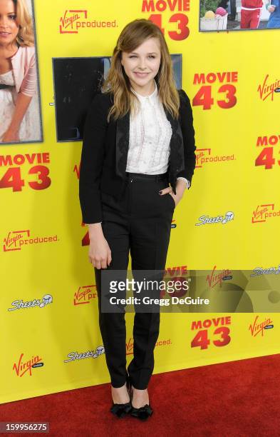 Actress Chloe Grace Moretz arrives at the "Movie 43" Los Angeles premiere at Grauman's Chinese Theatre on January 23, 2013 in Hollywood, California.