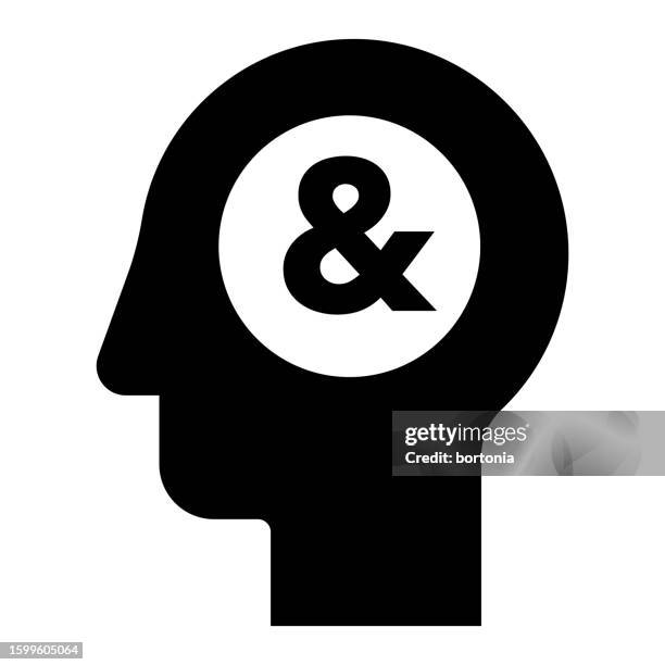 ampersand head silhouette icon - ampersand stock illustrations