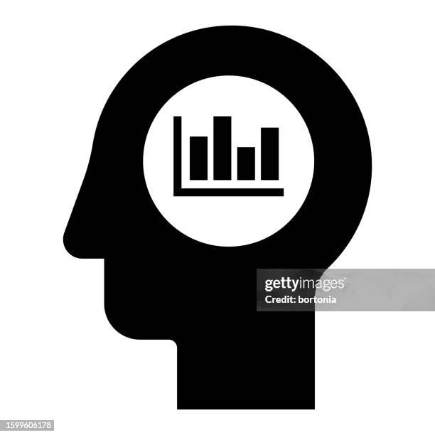 graph head silhouette icon - data scientist stock illustrations
