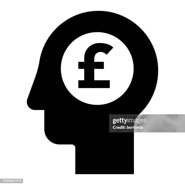 pound symbol head silhouette icon - pound note stock illustrations