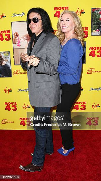 Recording artist/actor Gene Simmons and actress Shannon Tweed attend the Premiere Of Relativity Media's "Movie 43" at the TCL Chinese Theatre on...