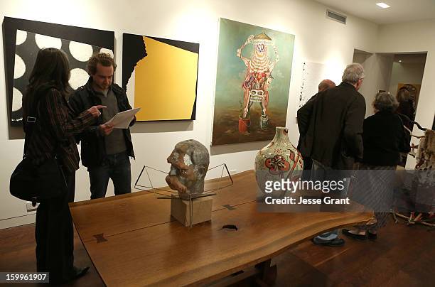 General view of atmosphere during the Art Los Angeles Contemporary Reception at the home of Gail and Stanley Hollander on January 23, 2013 in Los...