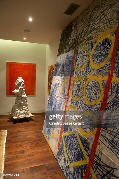 General view of atmosphere during the Art Los Angeles Contemporary Reception at the home of Gail and Stanley Hollander on January 23, 2013 in Los...