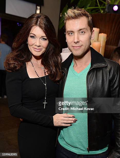 Personality Lisa Vanderpump and actor Lance Bass attend Celebrities and the EMA Help Green Works Launch New Campaign at Sur Restaurant on January 23,...