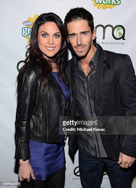 Actress Nadia Bjorlin and actor Brandon Beemer attend Celebrities and the EMA Help Green Works Launch New Campaign at Sur Restaurant on January 23,...