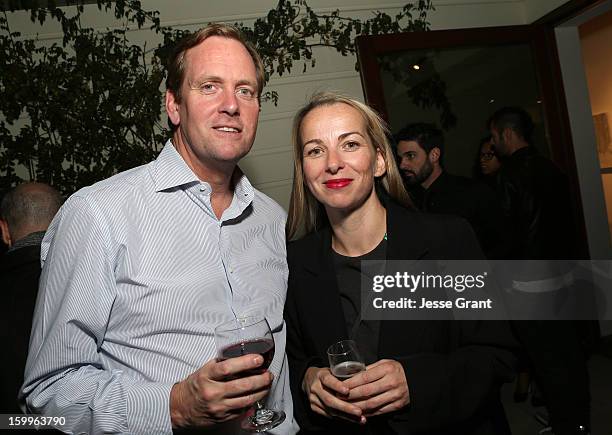 Brian Butler and Sally Ross attend the Art Los Angeles Contemporary Reception at the home of Gail and Stanley Hollander on January 23, 2013 in Los...
