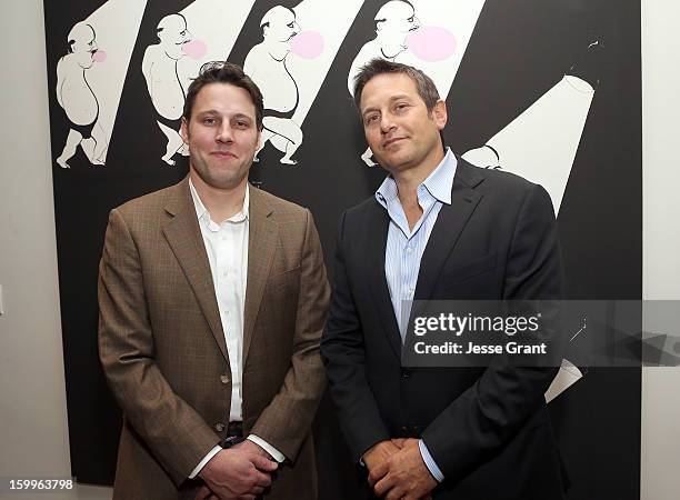 Tim Fleming and David Goldberg attend the Art Los Angeles Contemporary Reception at the home of Gail and Stanley Hollander on January 23, 2013 in Los...