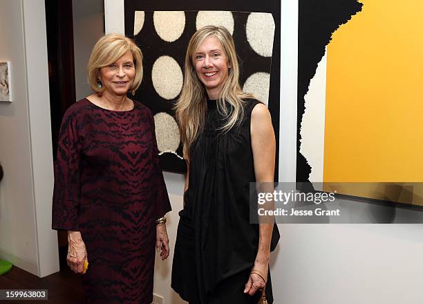 Gail Hollander and Kim Fisher attend the Art Los Angeles Contemporary Reception at the home of Gail and Stanley Hollander on January 23, 2013 in Los...