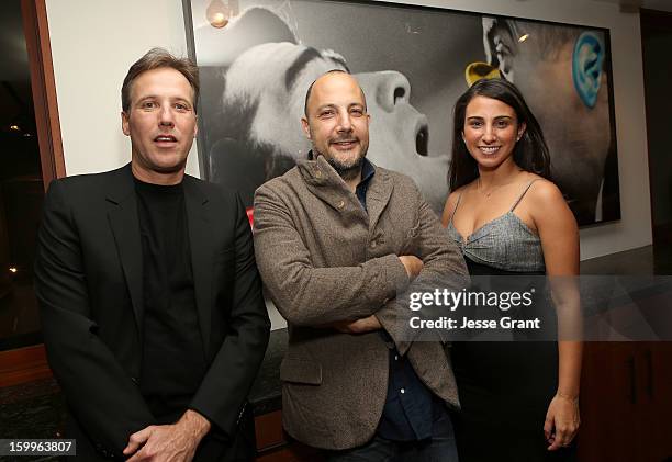 Niels Kantor, Stefan Simchowitz and Alexys Schwartz attend the Art Los Angeles Contemporary Reception at the home of Gail and Stanley Hollander on...