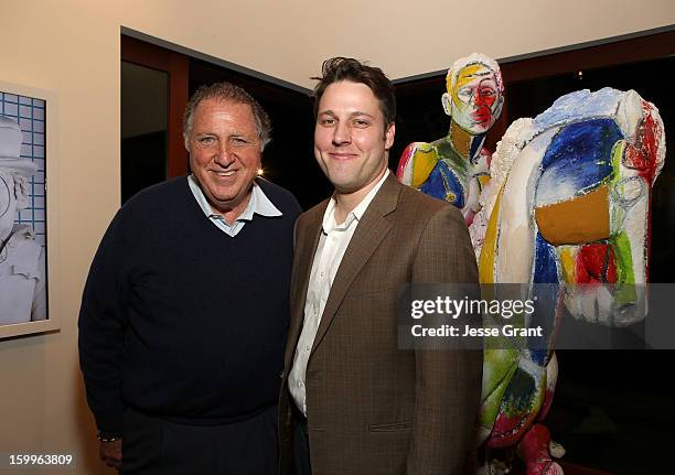 Stanley Hollander and Tim Fleming attend the Art Los Angeles Contemporary Reception at the home of Gail and Stanley Hollander on January 23, 2013 in...