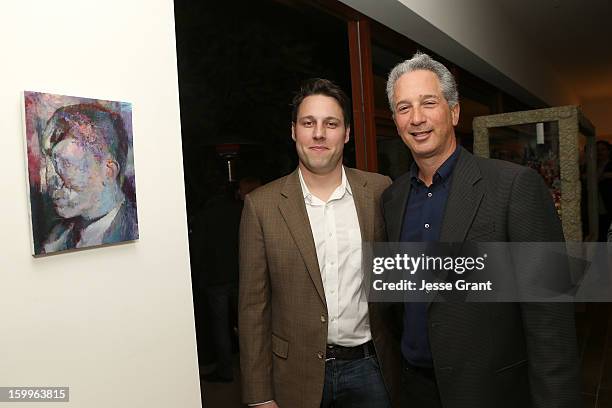 Tim Fleming and Jeffrey Soros attend the Art Los Angeles Contemporary Reception at the home of Gail and Stanley Hollander on January 23, 2013 in Los...