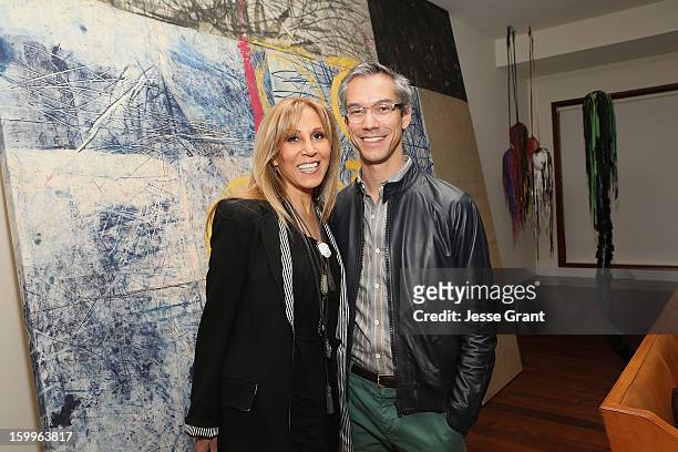 Rosette Delug and David Morehouse attend the Art Los Angeles Contemporary Reception at the home of Gail and Stanley Hollander on January 23, 2013 in...