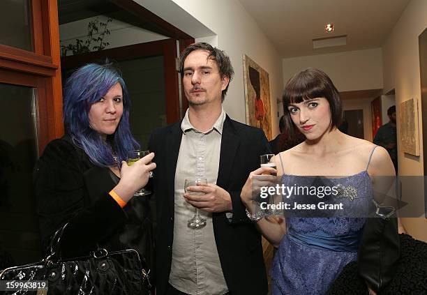 Kathy Grayson, Ben Jones and Rosson Crow attend the Art Los Angeles Contemporary Reception at the home of Gail and Stanley Hollander on January 23,...