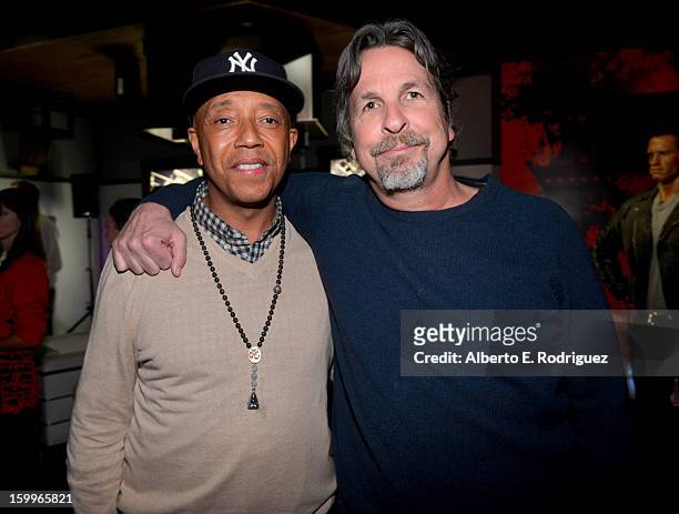 Music Producer Russell Simmons and Director Peter Farrelly attend Relativity Media's "Movie 43" Los Angeles Premiere After Party held at Madame...