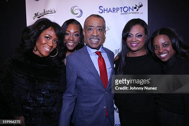 Miko Branch, Dominique Sharpton, Reverend Al Sharpton, Ashley Sharpton and Tamika Mallory attend the Sharpton Entertainment Official Launch Event at...