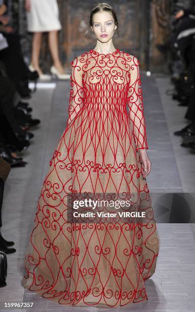 Sasha Luss walks the runway during the Valentino Spring/Summer 2013 Haute-Couture show as part of Paris Fashion Week at Hotel Salomon de Rothschild...