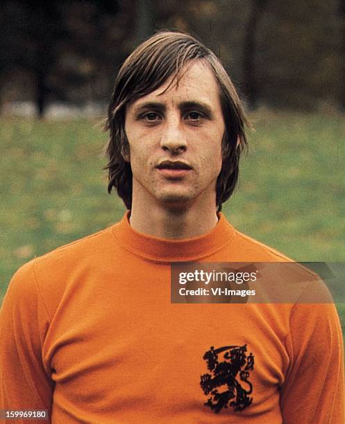 Johan Cruijff of the Dutch national team during a photo shoot on May 6, 1974 at Zeist, Netherlands.