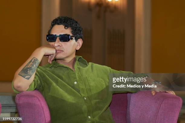 Manuel Uribe of Odisseo Band attends during the Press Conference at Teatro Metropolitan on August 7, 2023 in Mexico City, Mexico.