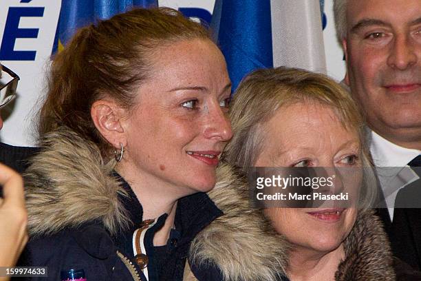 Florence Cassez and her mother Charlotte attend a Press conference following her release from prison in Mexico at Charles-de-Gaulle airport on...